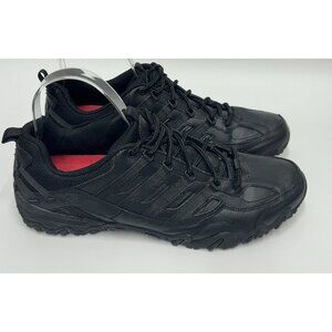 Skechers Work Shoes Womens 11 Black SR Slip Resistant Compulsions LaceUp Leather